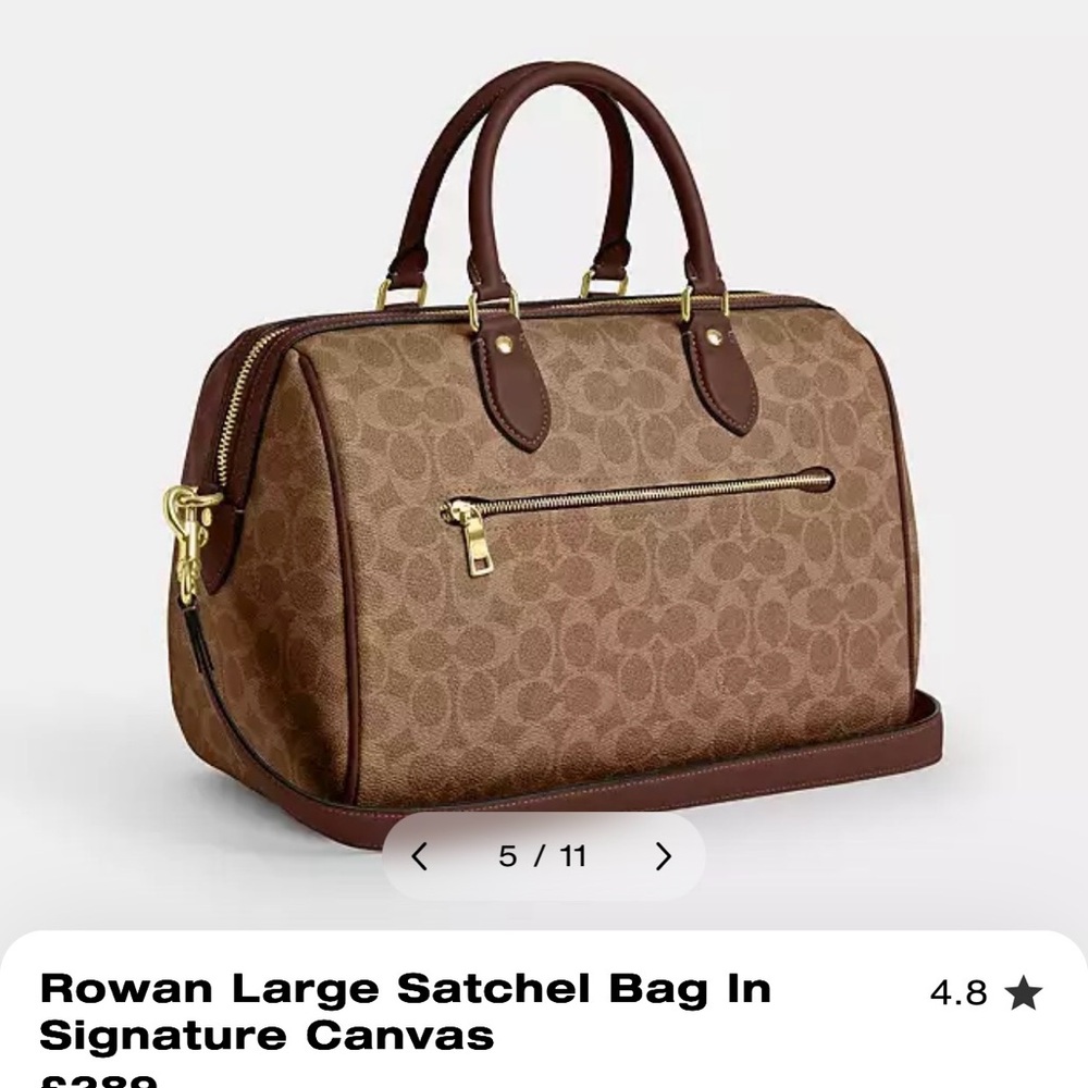 Coach Signature Canvas Satchel in Brown and Tan - Picture 3 of 7